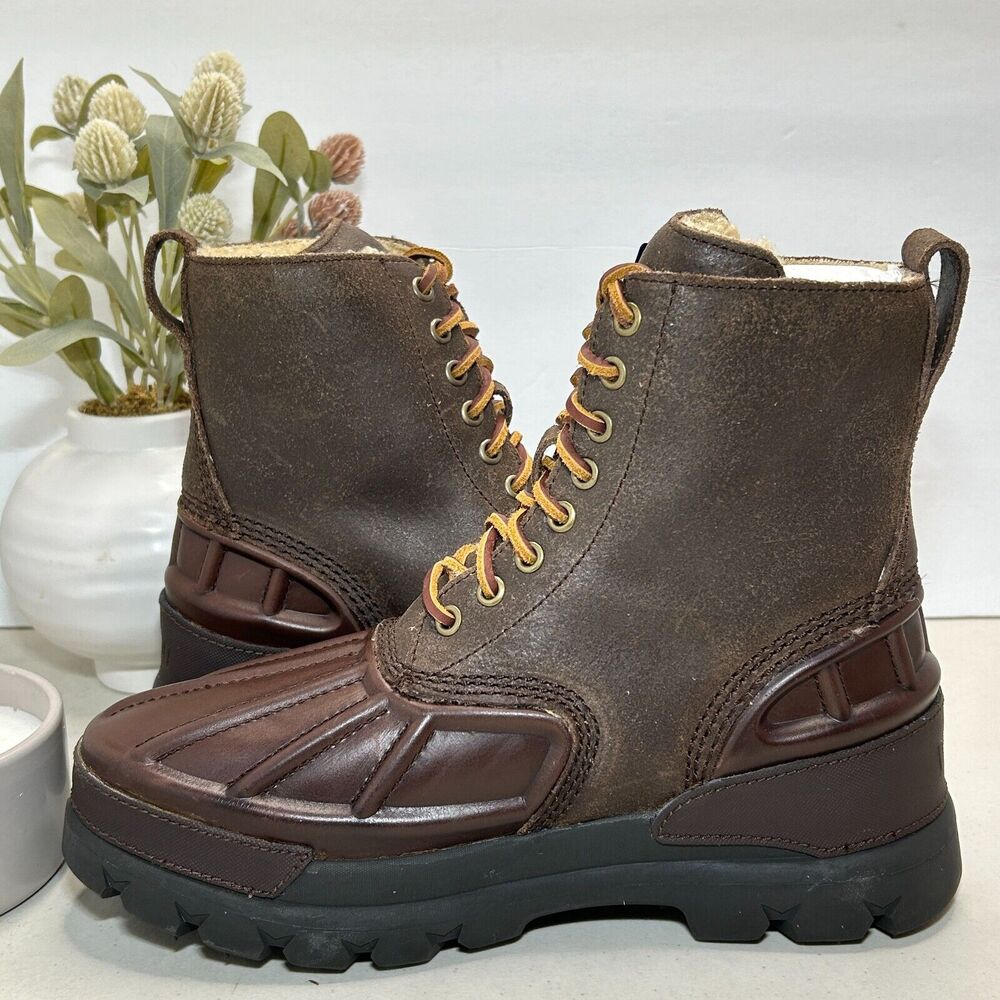 Polo Ralph Lauren Oslo High II Boot Leather Suede Shearling Brown Mens US 8D NWB - Picture 5 of 12